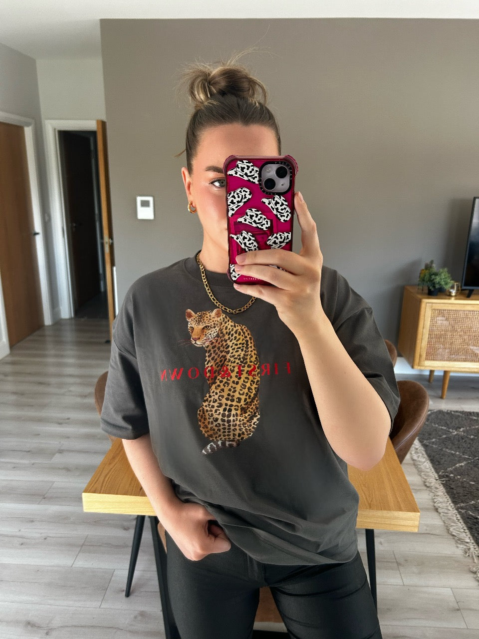 Grey Leopard Print T-Shirt