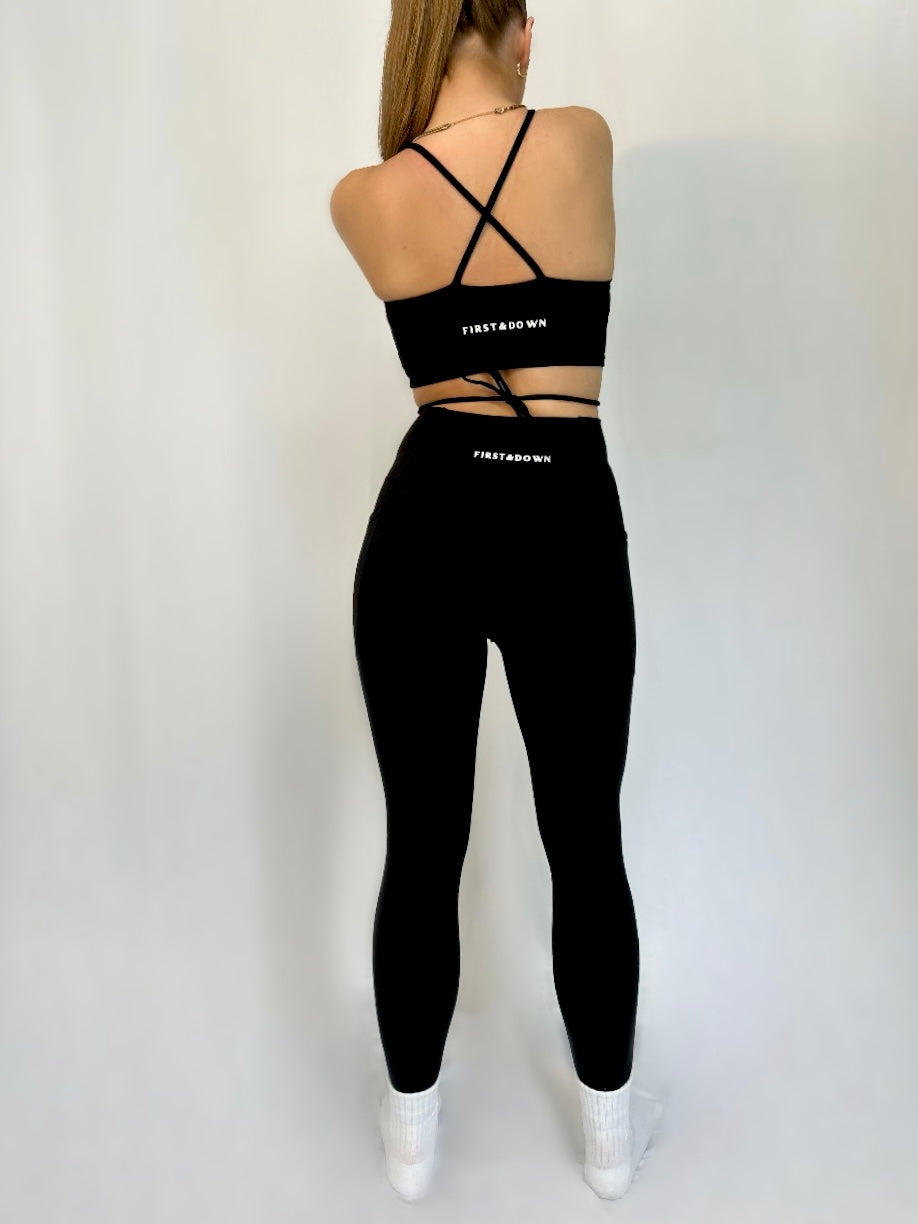 Cross Waist Leggings Black