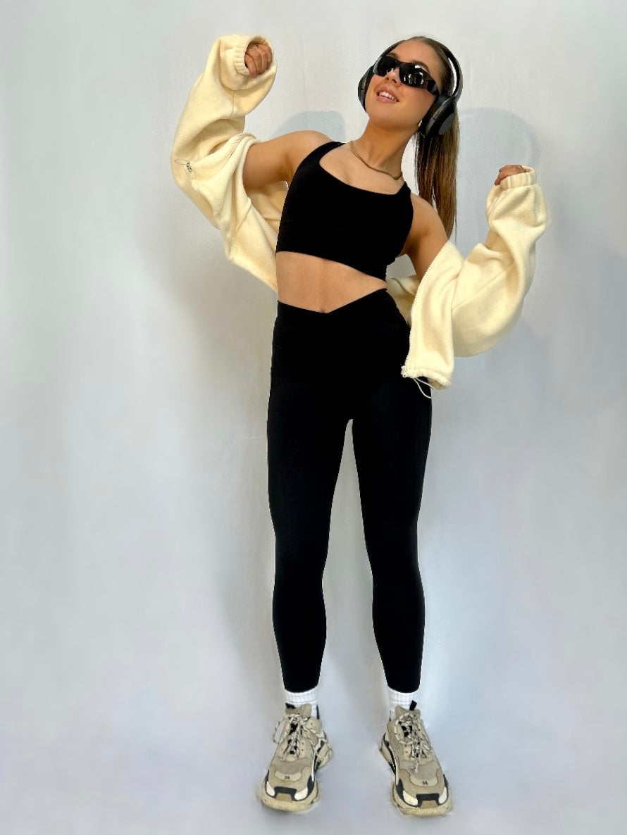 Cross Waist Leggings Black