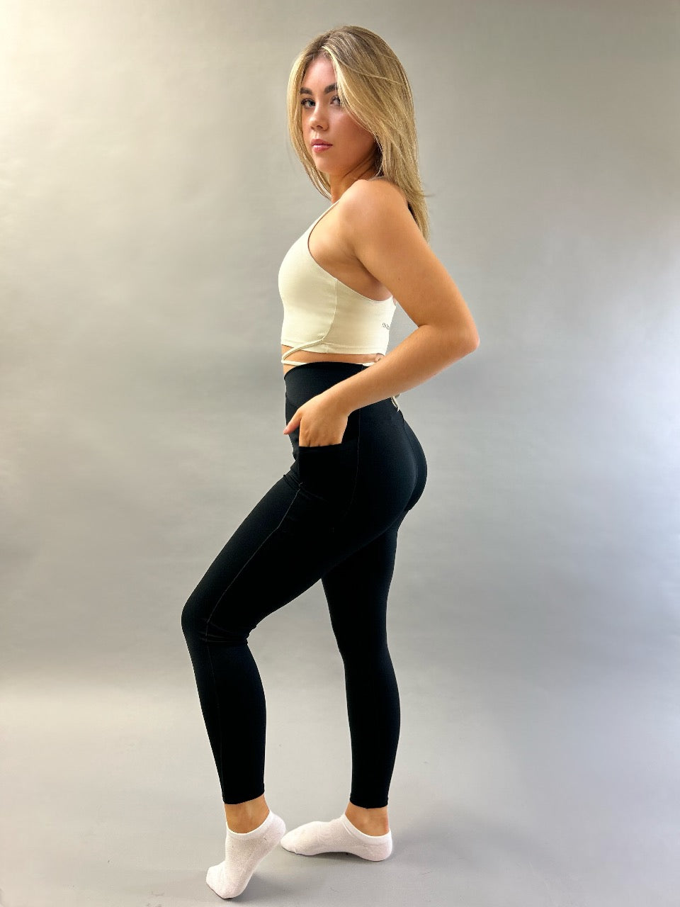 Cross Waist Leggings Black