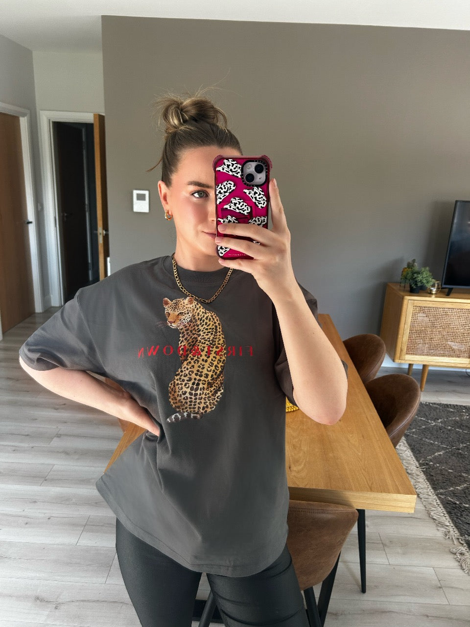 Grey Leopard Print T-Shirt