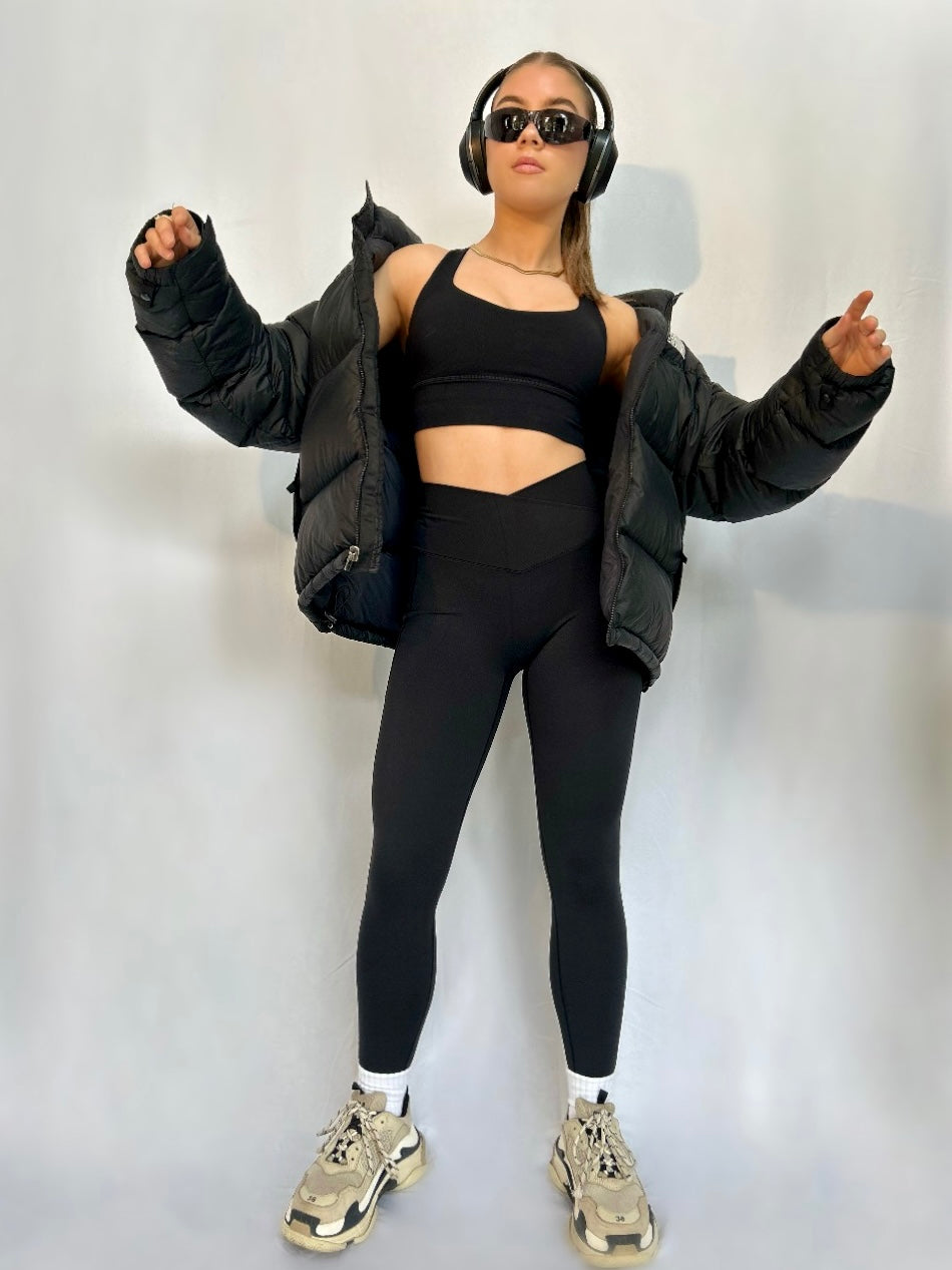 Cross Waist Leggings Black