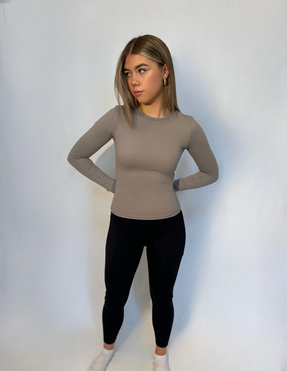 Super-Soft Long Sleeve Top Taupe