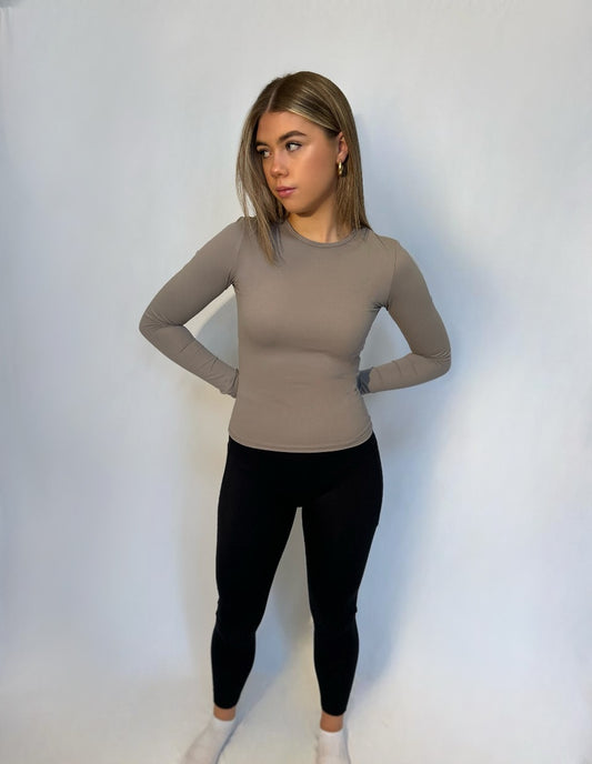 Super-Soft Long Sleeve Top Taupe