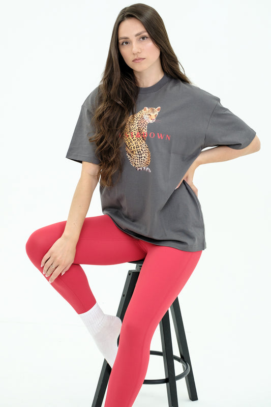 Grey Leopard Print T-Shirt