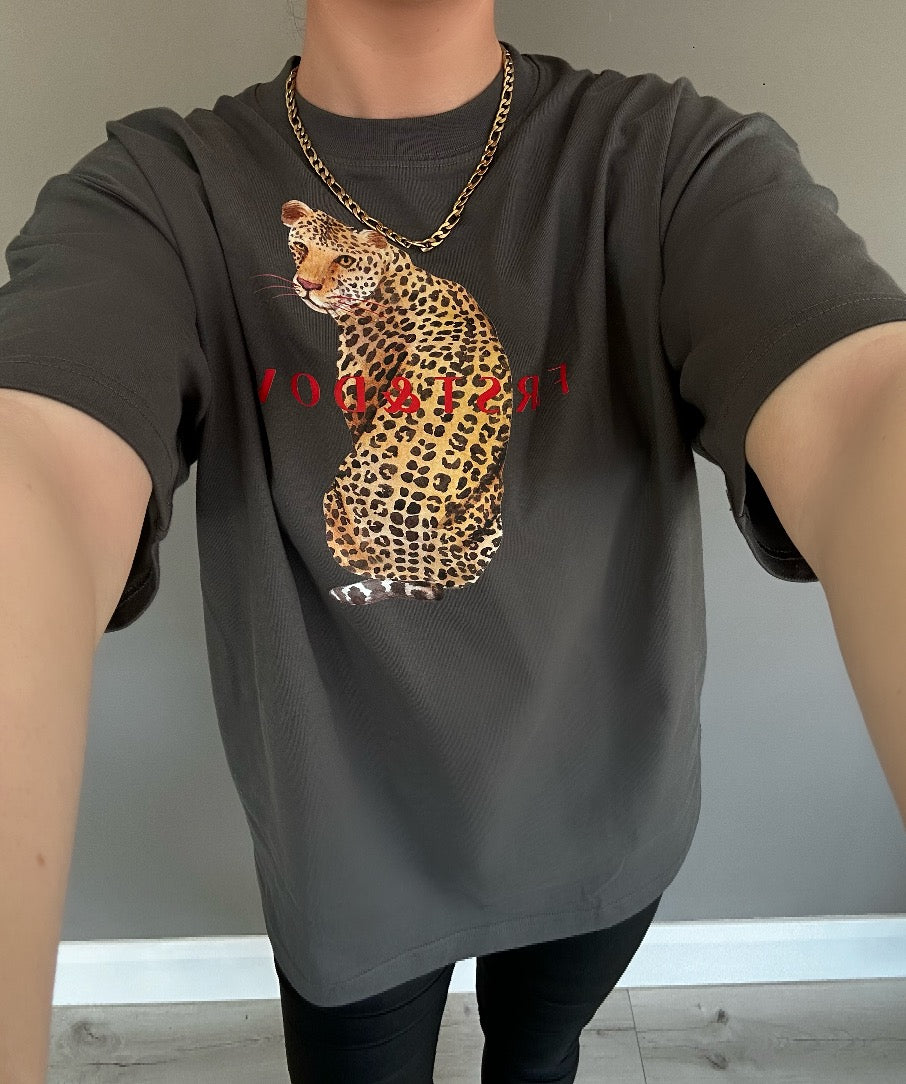 Grey Leopard Print T-Shirt